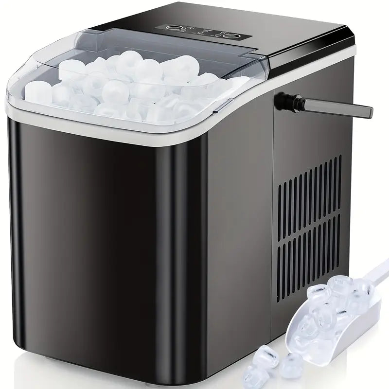 Countertop Ice Maker, Nugget Portable Ice Machine, 9 Bullet Ice Cubes In 6 Mins, 26.6lbs In 24Hrs Self-Cleaning With Handle, Basket, Scoop For Home, Kitchen/Party/Camping/RV