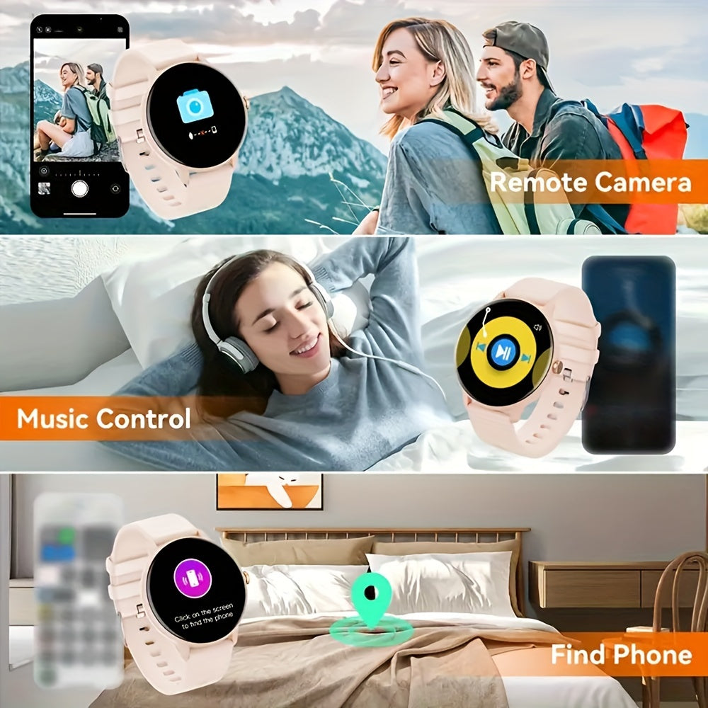 QTLJJBY Smart Watch Wireless Calling Exercise Pedometer Fitness Tracker Sleep Incoming Call Multimedia Message Notification Weather for Android Phone Men Women Smart Watch Gift