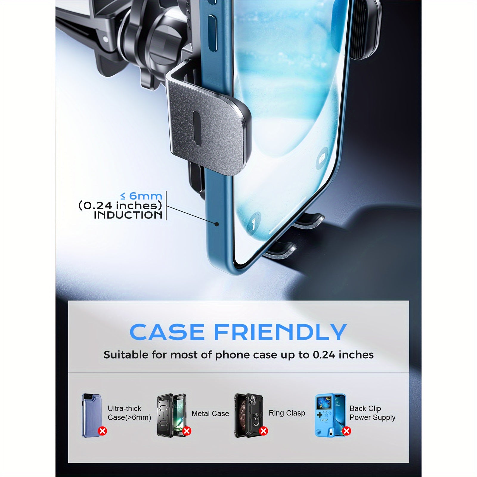 CHGeek Wireless Car Charger, 15W Fast Charging Auto Clamping Car Charger Phone Mount Phone Holder-Black