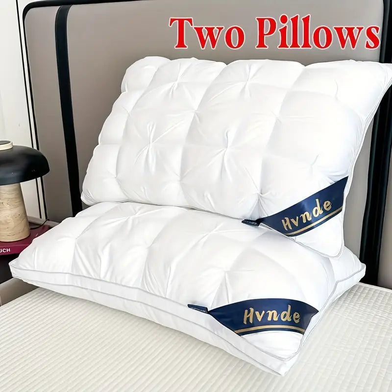 2pcs Luxury 5-Star Hotel Quality Pillows, 19x29 Inches - Deep Sleep Neck Support, All-Season Non-Sag Pillow Core, Hypoallergenic Polyester Cover, Machine Washable, Modern Pillow Design | Soft Texture Finish, Sleeping Pillows