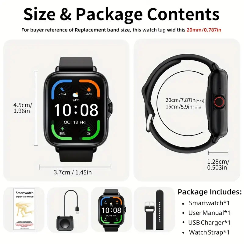1.83" HD Touchscreen Sports Smart Watch with Call Accept/Decline, Sleep Tracking & Pedometer - High Quality Wireless 5.2 Smartwatch for iPhone Android Phones - Unisex Fitness Tracker Gift for Men Women