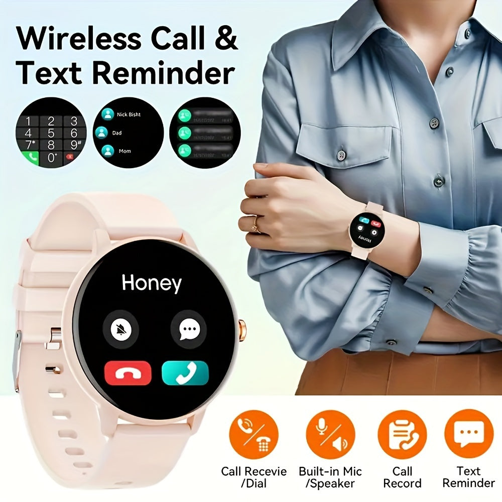 QTLJJBY Smart Watch Wireless Calling Exercise Pedometer Fitness Tracker Sleep Incoming Call Multimedia Message Notification Weather for Android Phone Men Women Smart Watch Gift