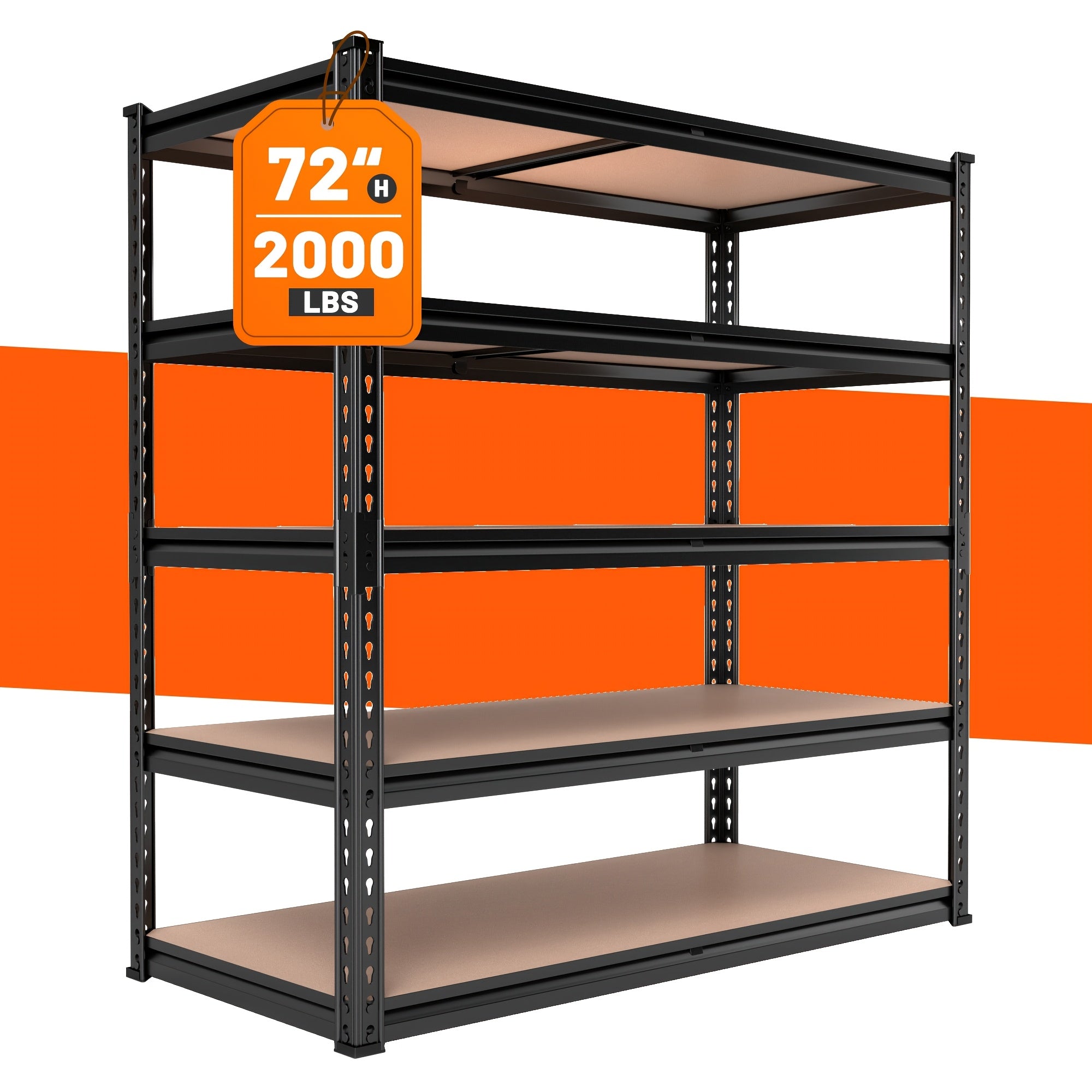 72" H Storage Shelves 2000LBS Garage Shelving Heavy Duty Shelving 5 Tier Metal Shelves for Garage Shelves 35.5"W X72"H X 15.8"D, Adjustable Shelving Unit for Basement Pantry Utility Rack Shelf, Office