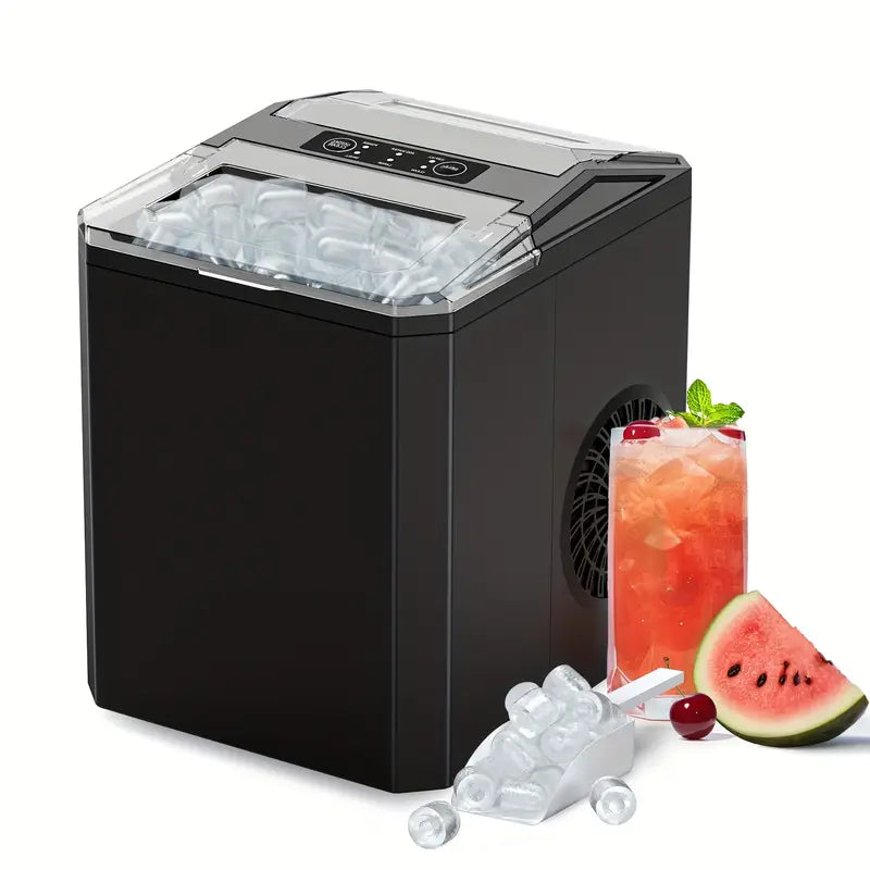 Countertop Ice Maker, Nugget Portable Ice Machine, 9 Bullet Ice Cubes In 6 Mins, 26.6lbs In 24Hrs Self-Cleaning With Handle, Basket, Scoop For Home, Kitchen/Party/Camping/RV
