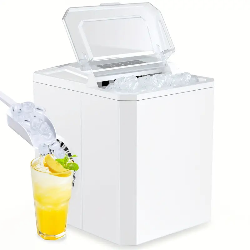 Countertop Ice Maker, Nugget Portable Ice Machine, 9 Bullet Ice Cubes In 6 Mins, 26.6lbs In 24Hrs Self-Cleaning With Handle, Basket, Scoop For Home, Kitchen/Party/Camping/RV