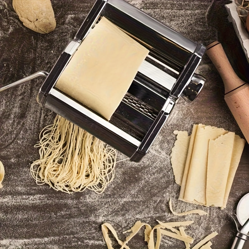 Spaghetti Maker, Pasta Machine with 8 Adjustable Thickness Settings, 2-in-1 Spaghetti Roller and Cutter, Dough Press for Making Noodles, Perfect for Spaghetti, Fettuccine, Lasagna Sheets or Dumpling Wrappers, Kitchen Gadget Ideal for Pasta Lovers, Father'