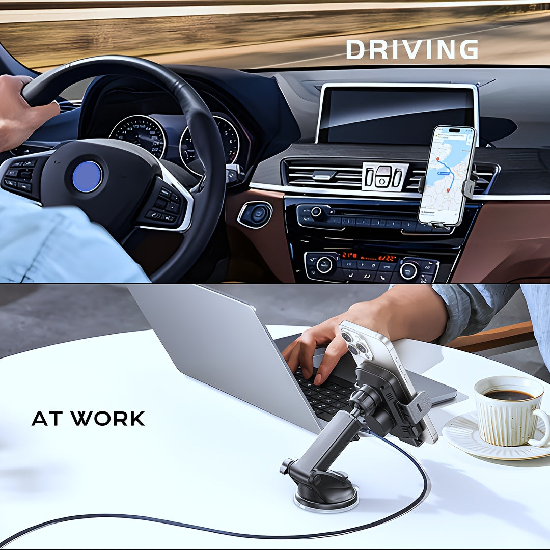 CHGeek Wireless Car Charger, 15W Fast Charging Auto Clamping Car Charger Phone Mount Phone Holder-Black