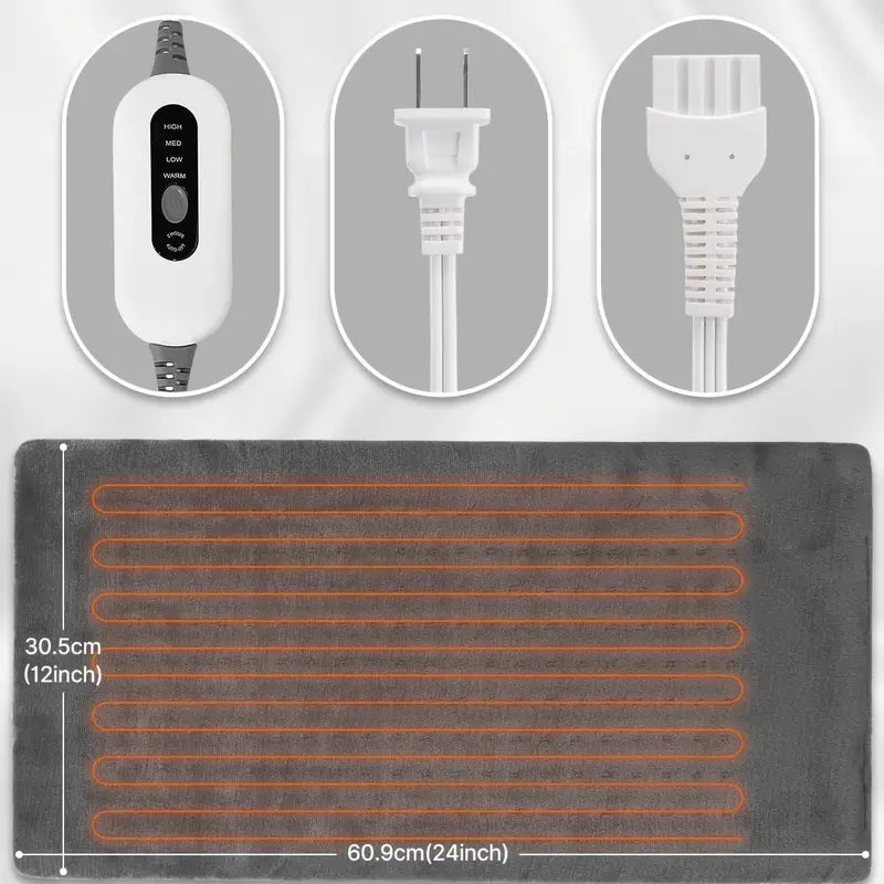 Electric Heating Pads for Back, Neck, Shoulder, Arms, Abdomen, 130W Fast Heating to 150°F, 4 Heat Settings, Auto-Off, 24" X 12" Lightweight Light Beige Fabric, Moist/Dry Option, Washable, Heated Pad for Knee, Leg, Father's Day & Birthday Gifts for Mom Dad