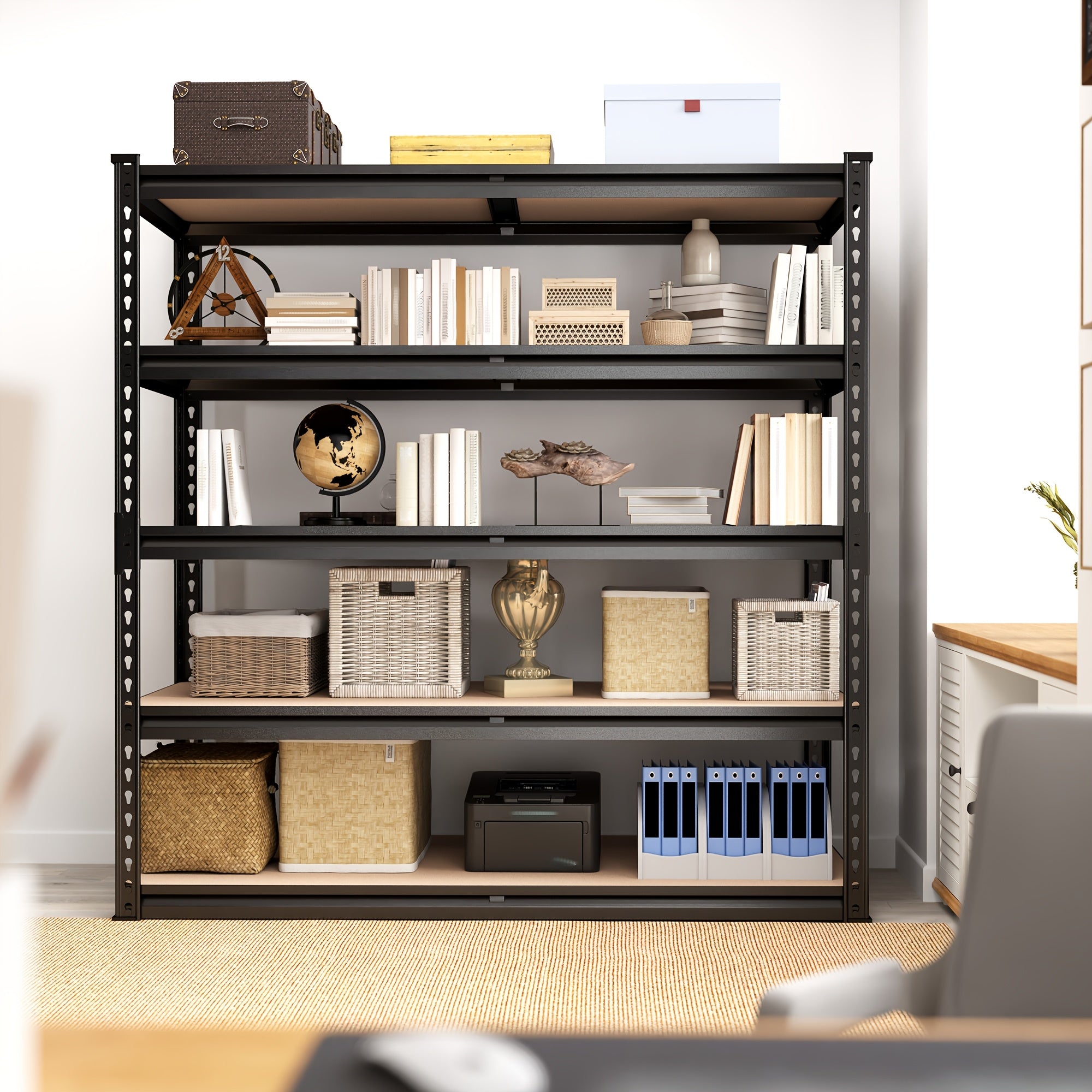 72" H Storage Shelves 2000LBS Garage Shelving Heavy Duty Shelving 5 Tier Metal Shelves for Garage Shelves 35.5"W X72"H X 15.8"D, Adjustable Shelving Unit for Basement Pantry Utility Rack Shelf, Office