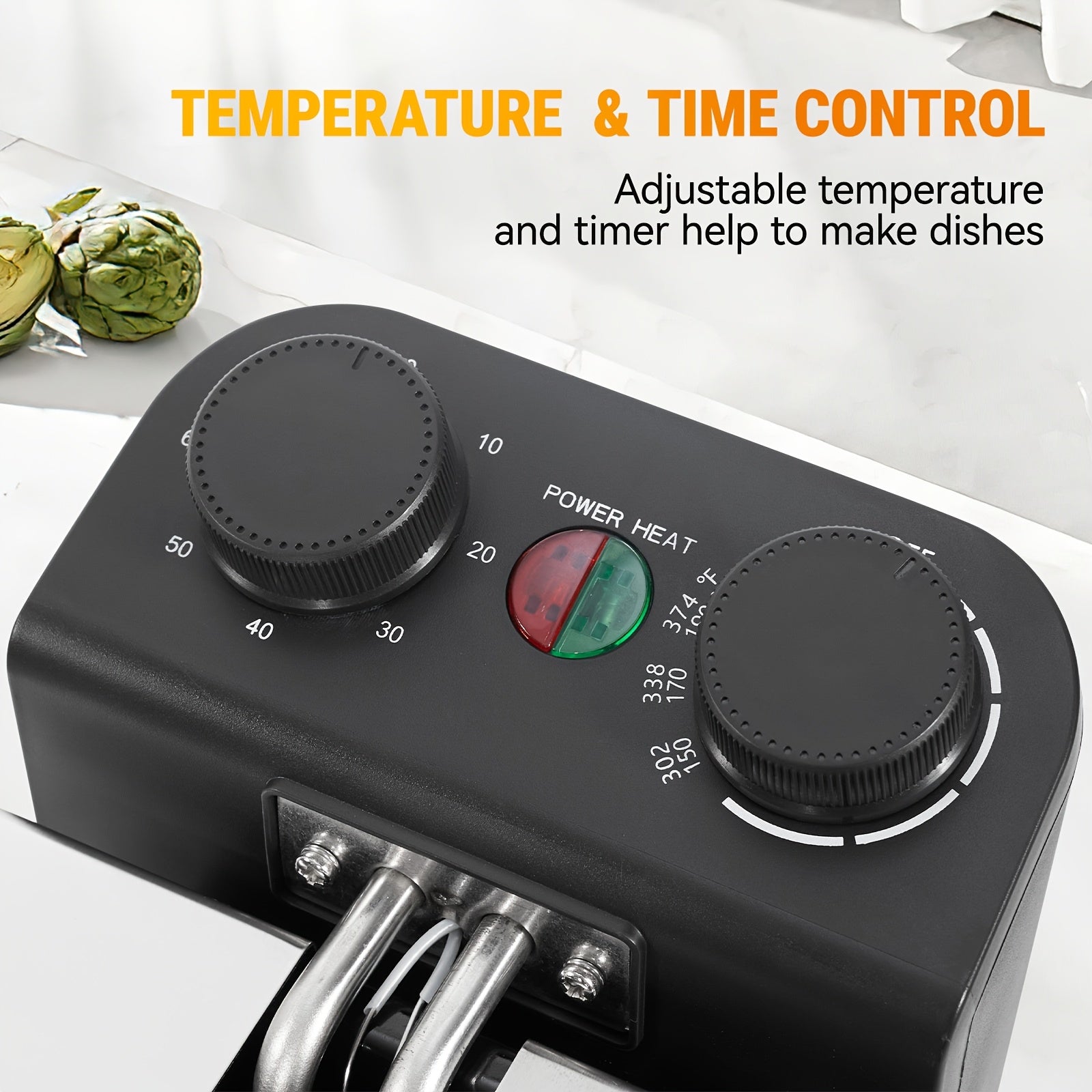 101.44oz/1.32gal Electric Deep Fryer, 1700W Large Electric Deep Fryer with Time & Temperature Control for Home Use, Frying Baskets, Lid with View Window And Odor Free Filter, Stainless Steel.