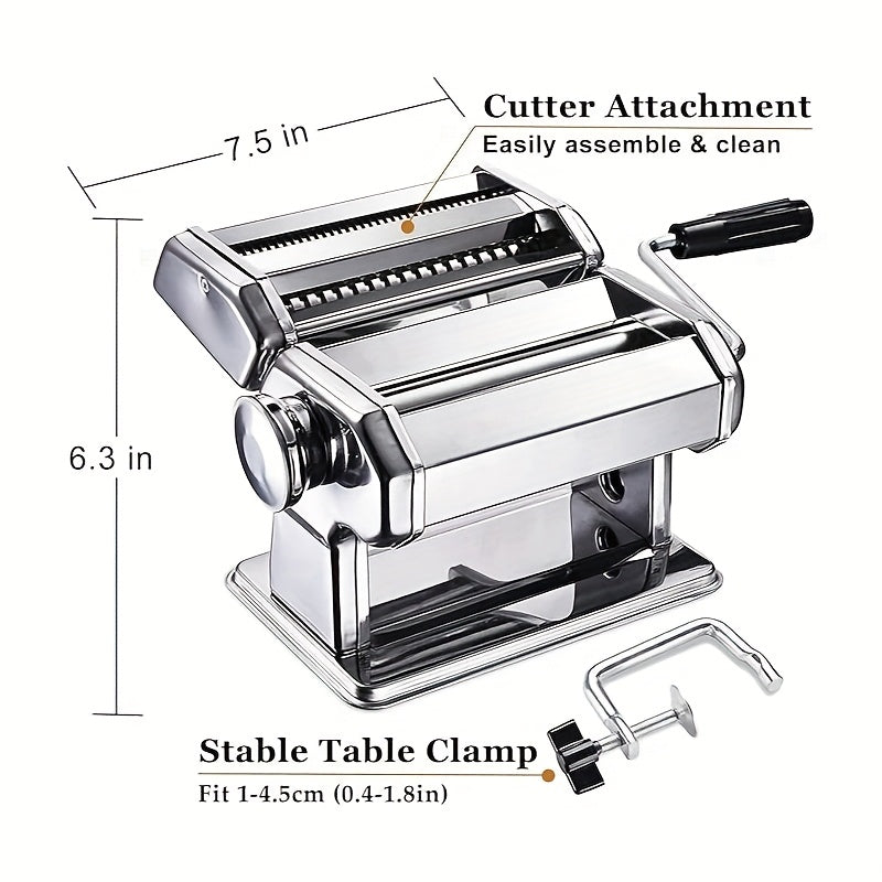 Spaghetti Maker, Pasta Machine with 8 Adjustable Thickness Settings, 2-in-1 Spaghetti Roller and Cutter, Dough Press for Making Noodles, Perfect for Spaghetti, Fettuccine, Lasagna Sheets or Dumpling Wrappers, Kitchen Gadget Ideal for Pasta Lovers, Father'