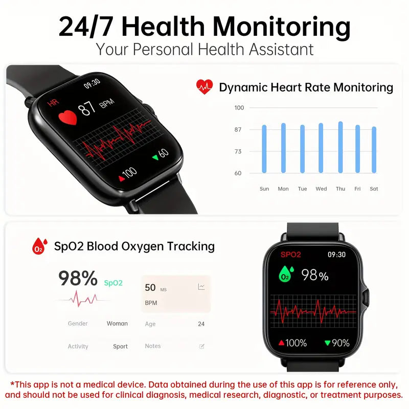 1.83" HD Touchscreen Sports Smart Watch with Call Accept/Decline, Sleep Tracking & Pedometer - High Quality Wireless 5.2 Smartwatch for iPhone Android Phones - Unisex Fitness Tracker Gift for Men Women