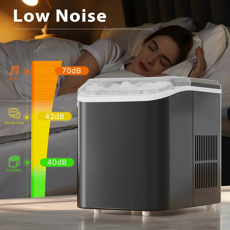 Countertop Ice Maker, Nugget Portable Ice Machine, 9 Bullet Ice Cubes In 6 Mins, 26.6lbs In 24Hrs Self-Cleaning With Handle, Basket, Scoop For Home, Kitchen/Party/Camping/RV