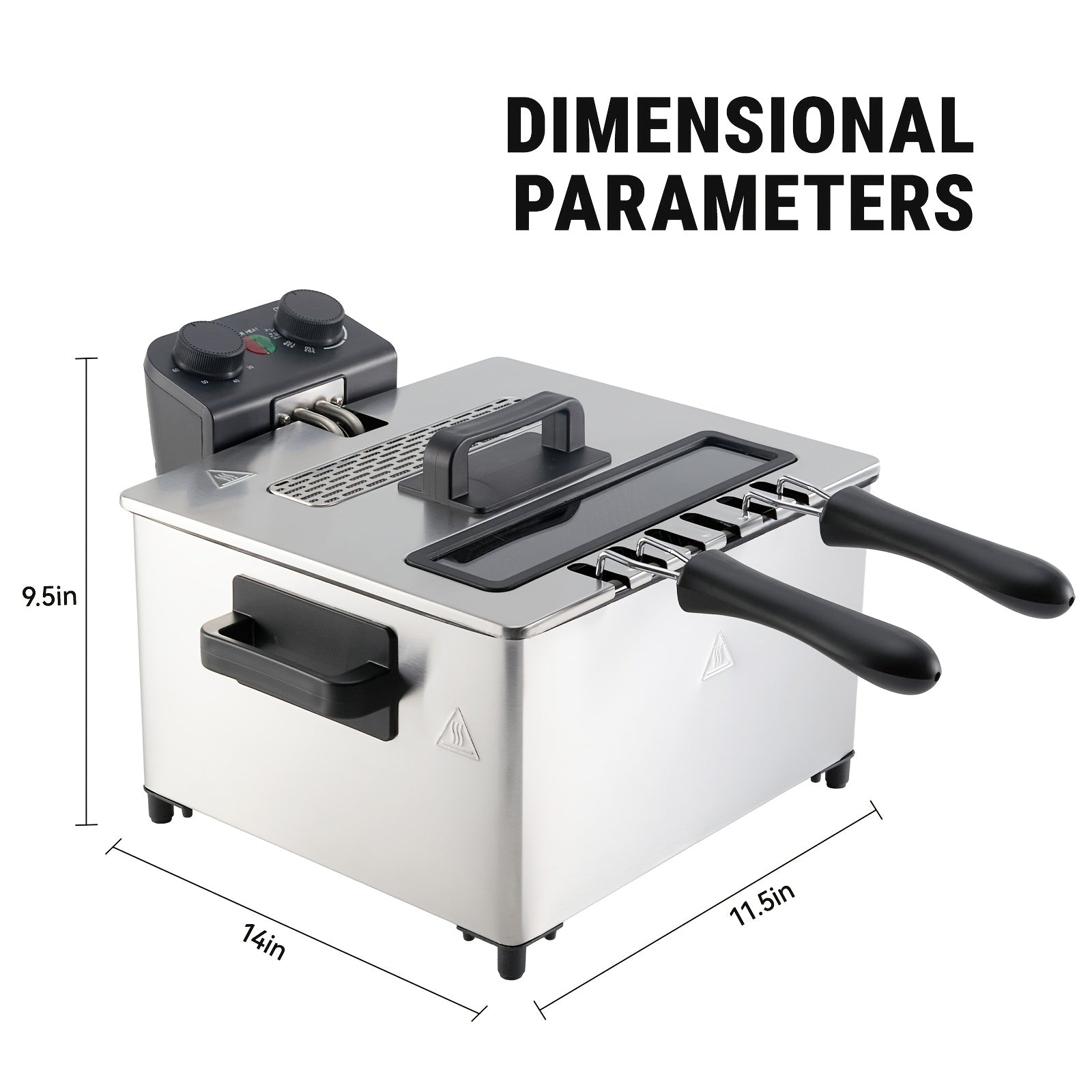 101.44oz/1.32gal Electric Deep Fryer, 1700W Large Electric Deep Fryer with Time & Temperature Control for Home Use, Frying Baskets, Lid with View Window And Odor Free Filter, Stainless Steel.