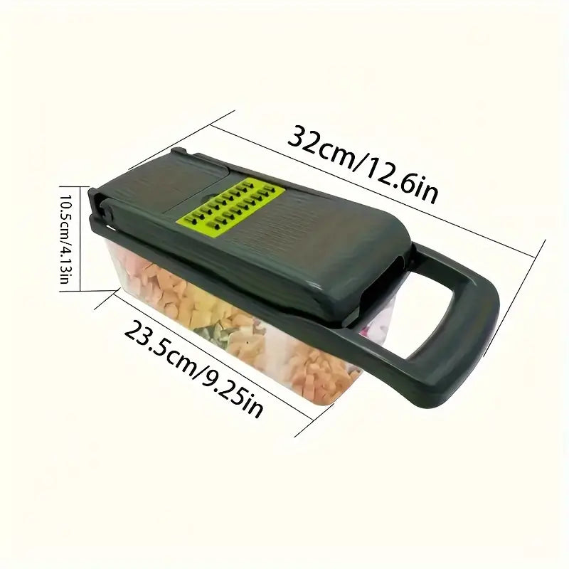 15pcs/set, Upgraded Vegetable Chopper, Multifunctional Fruit Slicer, Handle Food Grater, Vegetable Slicer, Cutter with Container, Onion Mincer Chopper with Multiple Interchangeable Blades, Household Potato Shredder, Kitchen Stuff, Kitchen Gadgets