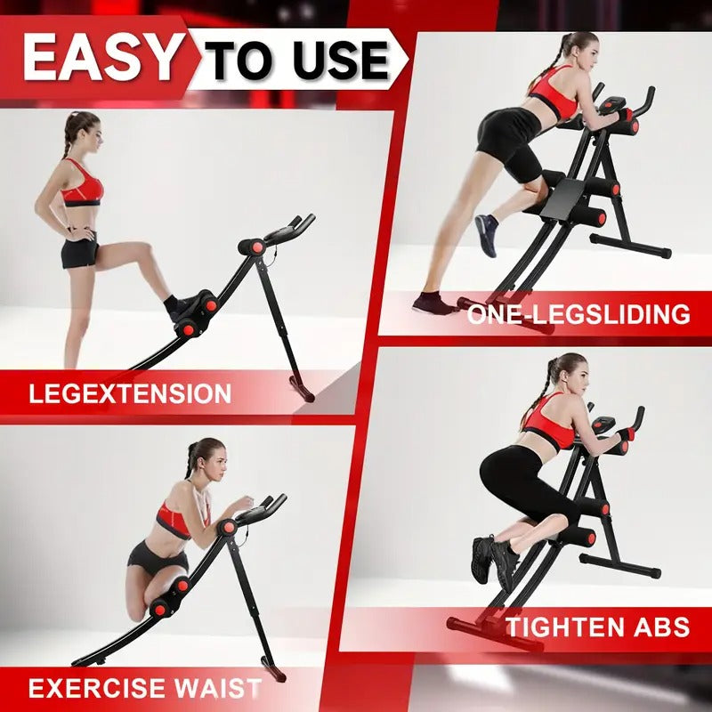 Adjustable Height Ab Trainer - Foldable Home Gym Equipment with LCD Monitor, Full-Body Workout Machine for Core Toning, Leg, Thigh & Butt Shaping - Adjustable Resistance Levels, Space-Saving Design - Sturdy Construction for Home, Gym,