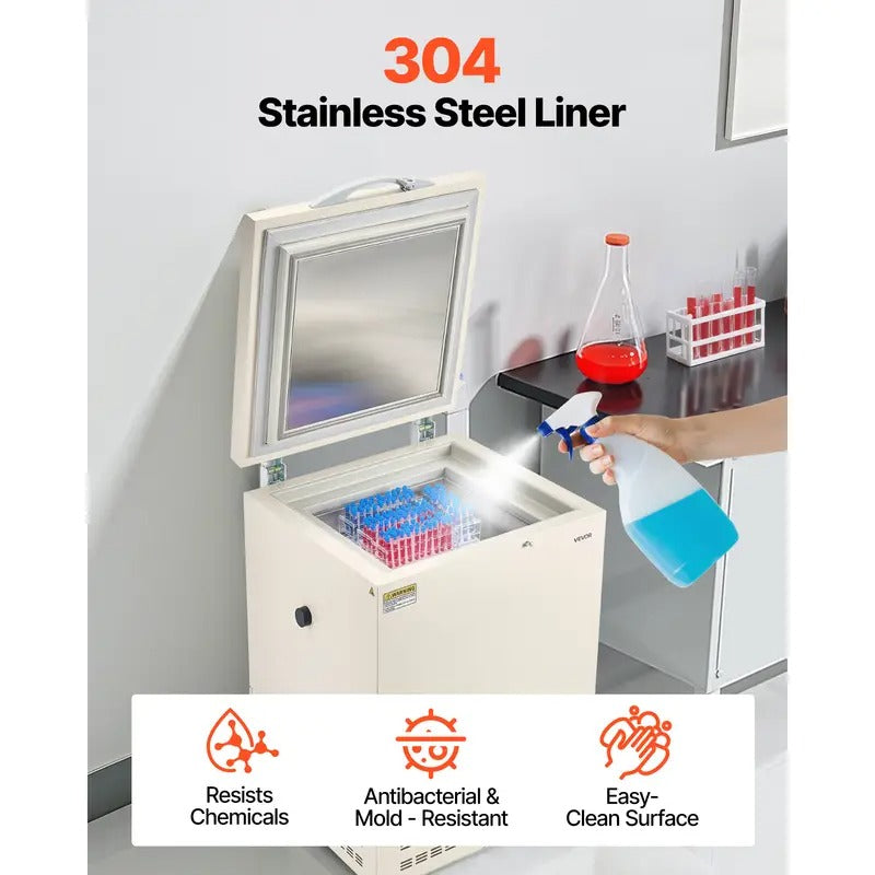 VEVOR Ultra Low Temperature Freezer Lab Freezer 58 L −40 ℉ to −123 ℉ Adjustable Temp