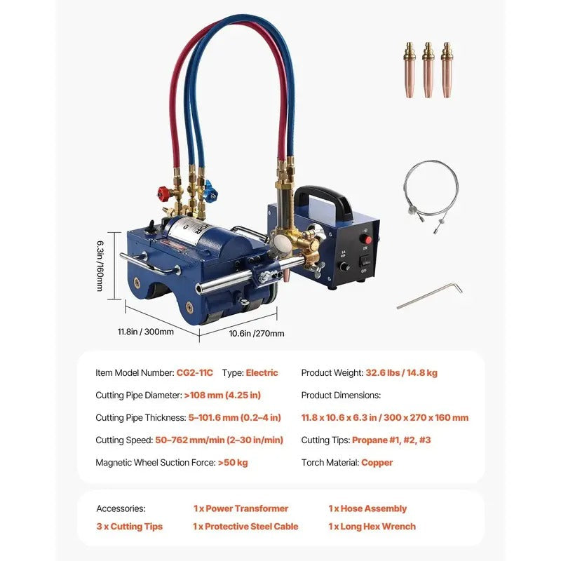 VEVOR Electromagnetic Gas Pipe Cutting Machine 0.2"-4" Thick Tube 2"-30"/Min