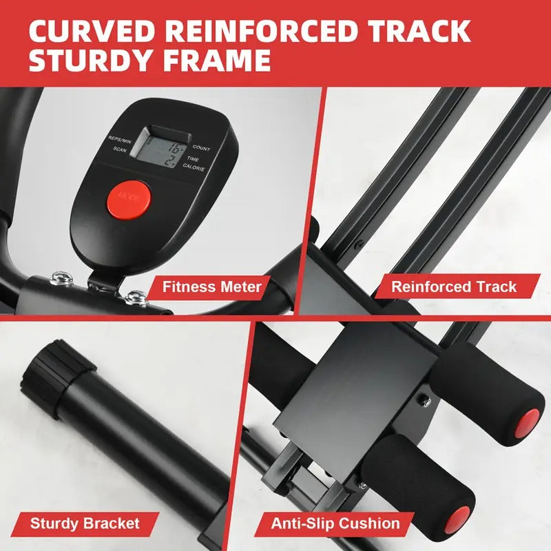 Adjustable Height Ab Trainer - Foldable Home Gym Equipment with LCD Monitor, Full-Body Workout Machine for Core Toning, Leg, Thigh & Butt Shaping - Adjustable Resistance Levels, Space-Saving Design - Sturdy Construction for Home, Gym,