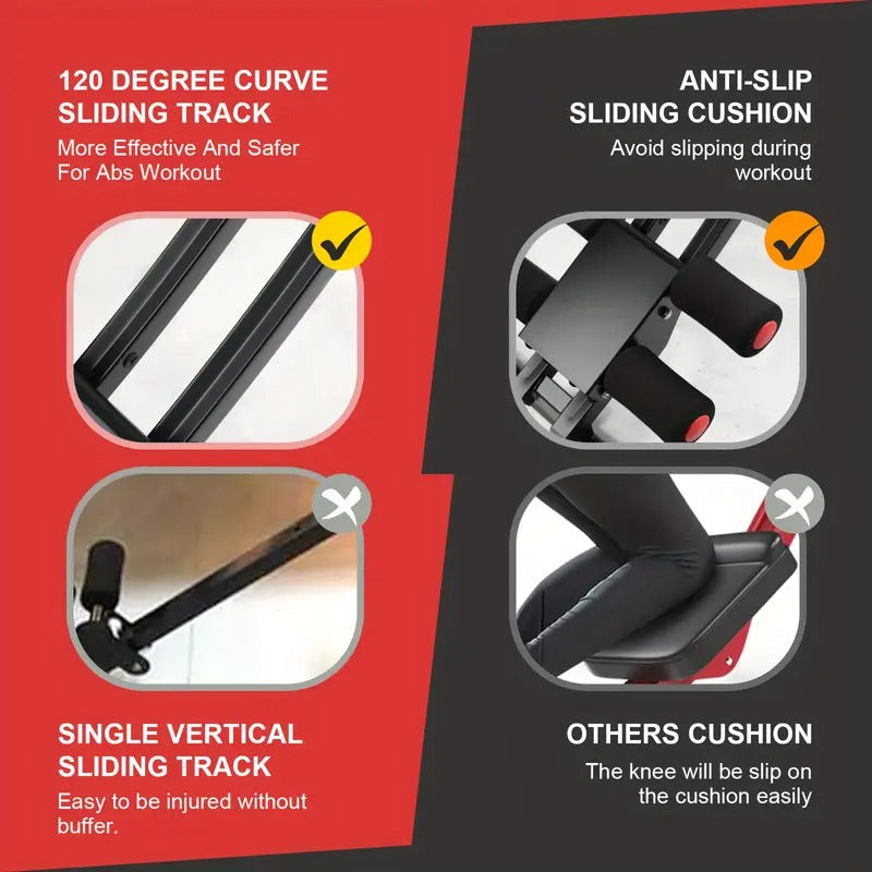 Adjustable Height Ab Trainer - Foldable Home Gym Equipment with LCD Monitor, Full-Body Workout Machine for Core Toning, Leg, Thigh & Butt Shaping - Adjustable Resistance Levels, Space-Saving Design - Sturdy Construction for Home, Gym,