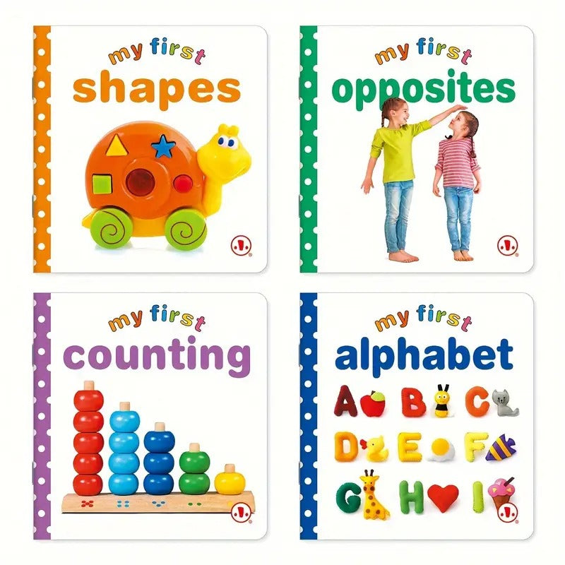 A Gift Box Containing 12 Illustrated Encyclopedias about Identifying Objects, Featuring English Apple Covers.