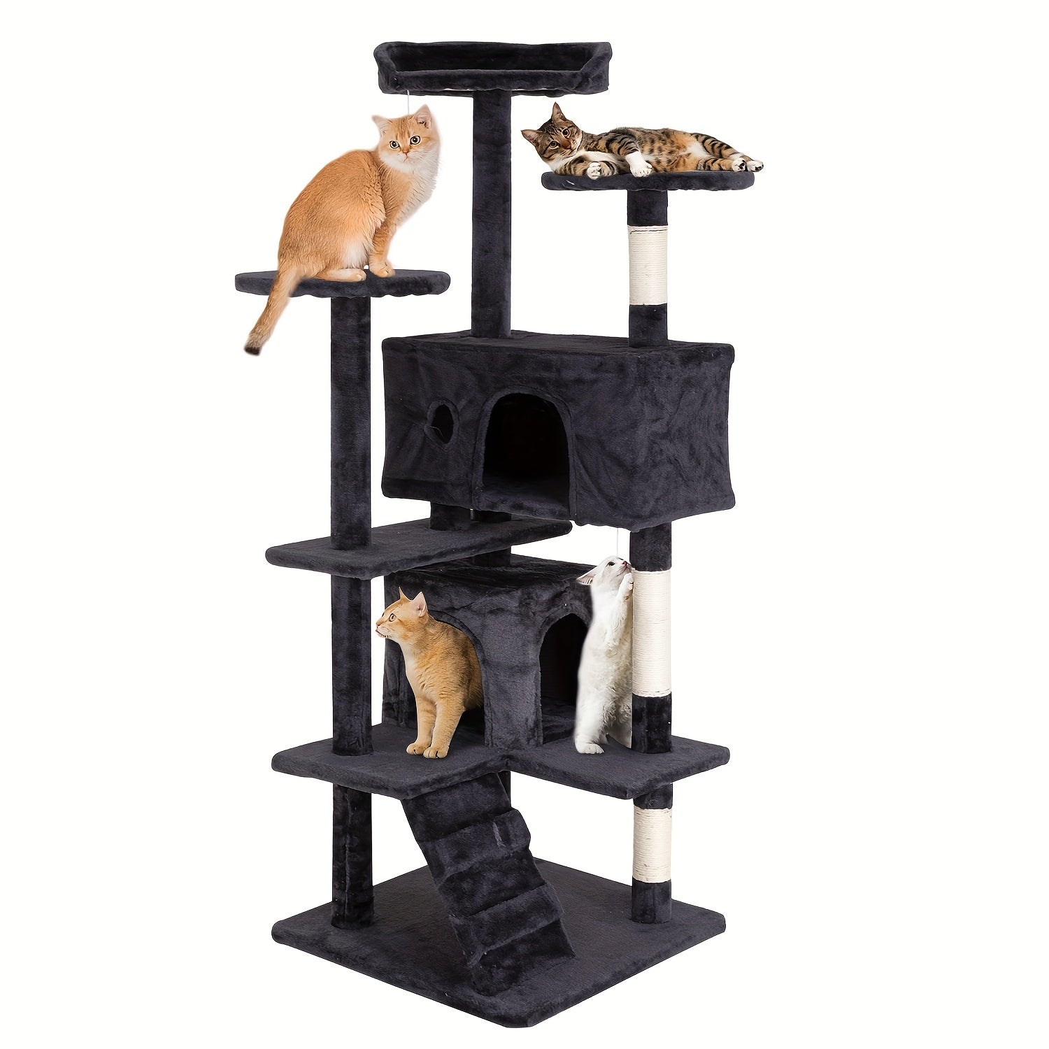 54/70" Multi-Level Cat Tree Tower with Scratching Posts & Cozy Condos, Space-Saving Indoor Cat Playhouse, Durable Plywood Construction, Fun Jumping Platforms, Multiple Colors Available for Cats