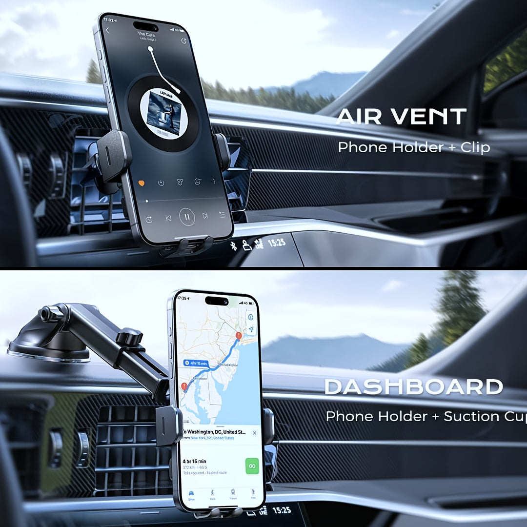 CHGeek Wireless Car Charger, 15W Fast Charging Auto Clamping Car Charger Phone Mount Phone Holder-Black