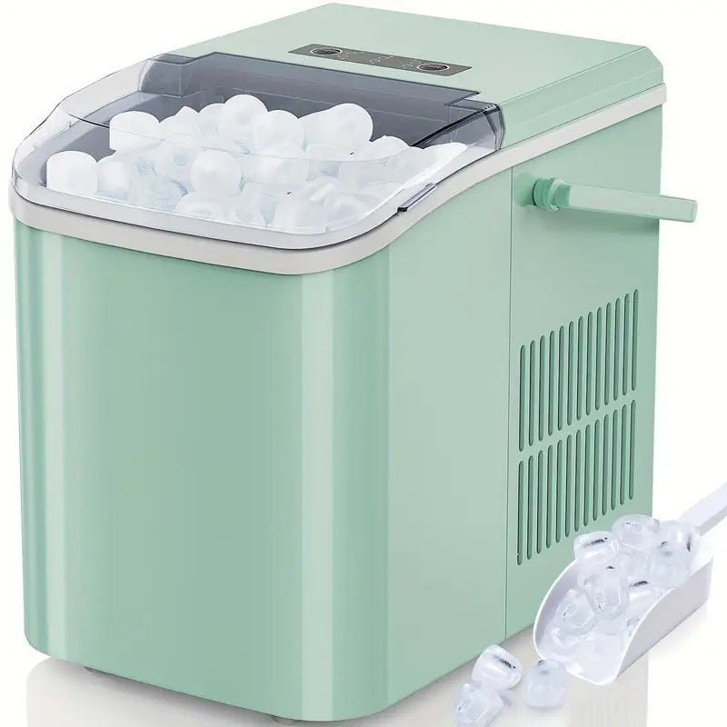 Countertop Ice Maker, Nugget Portable Ice Machine, 9 Bullet Ice Cubes In 6 Mins, 26.6lbs In 24Hrs Self-Cleaning With Handle, Basket, Scoop For Home, Kitchen/Party/Camping/RV