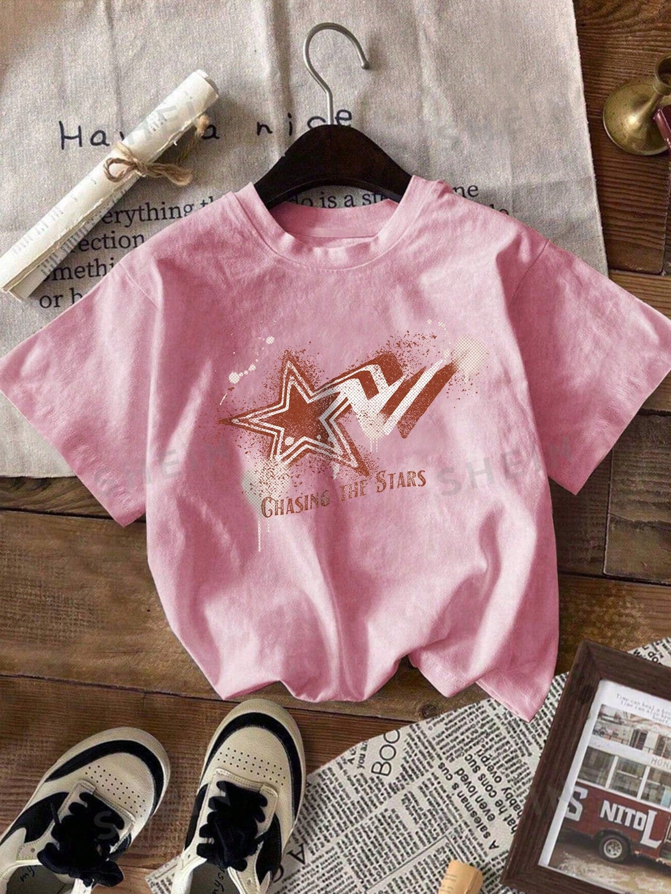 Babi Basques Artist Y2K, Streetwear, Casual, Hip Hop, Rock, Rap, Star Graphic Oversized Crew Neck Short Sleeve T-Shirt Tee For Women, Holiday, Vacation, Spring, Festival