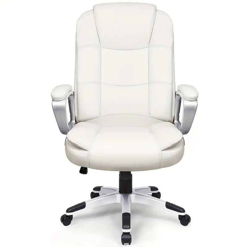 400LBS Heavy Duty Big And Tall Home Office Chair, Ergonomic High Back Cushion Lumbar Back Support, Adjustable Executive Faux Leather Computer Desk Chair With Armrest