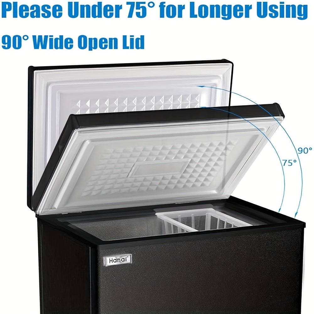 WANAI Chest Freezer Small Freezer Black Deep Freezers Compact Free-Standing Top Door Adjustable 7 Thermostat And Removable Basket Open Deep Freezer Apartment Kitchen