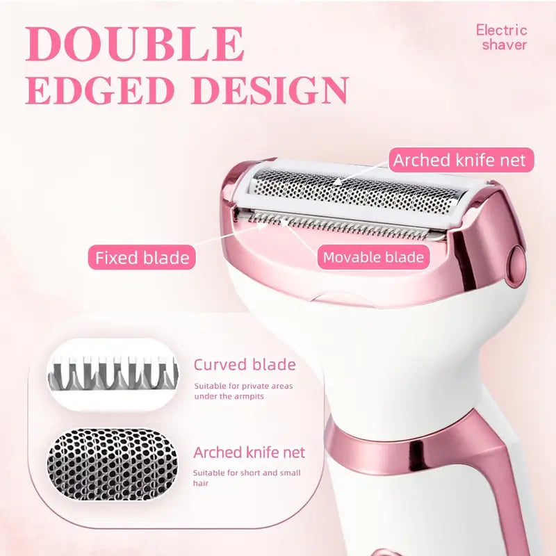 [Mother's Day Gift] 4-in-1 Rechargeable Electric Razor for Women Face, Nose, Legs, Underarm, Bikini Trimmer, Women's Electric Shaver Painless Grooming Kit - Portable USB Charging