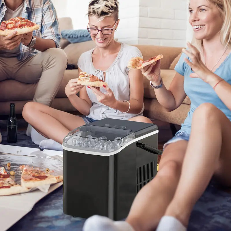 Countertop Ice Maker, Nugget Portable Ice Machine, 9 Bullet Ice Cubes In 6 Mins, 26.6lbs In 24Hrs Self-Cleaning With Handle, Basket, Scoop For Home, Kitchen/Party/Camping/RV