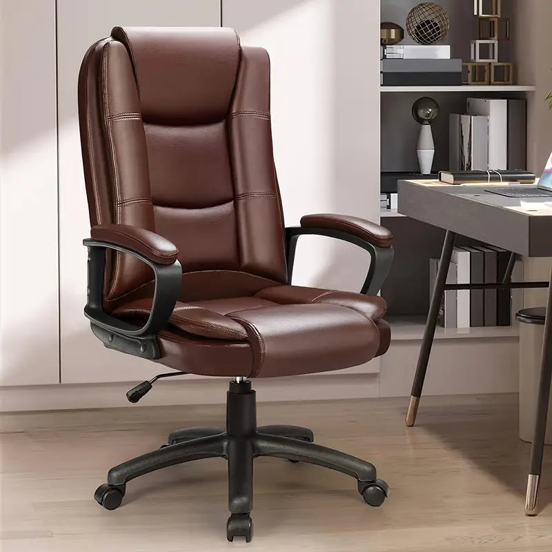 400LBS Heavy Duty Big And Tall Home Office Chair, Ergonomic High Back Cushion Lumbar Back Support, Adjustable Executive Faux Leather Computer Desk Chair With Armrest