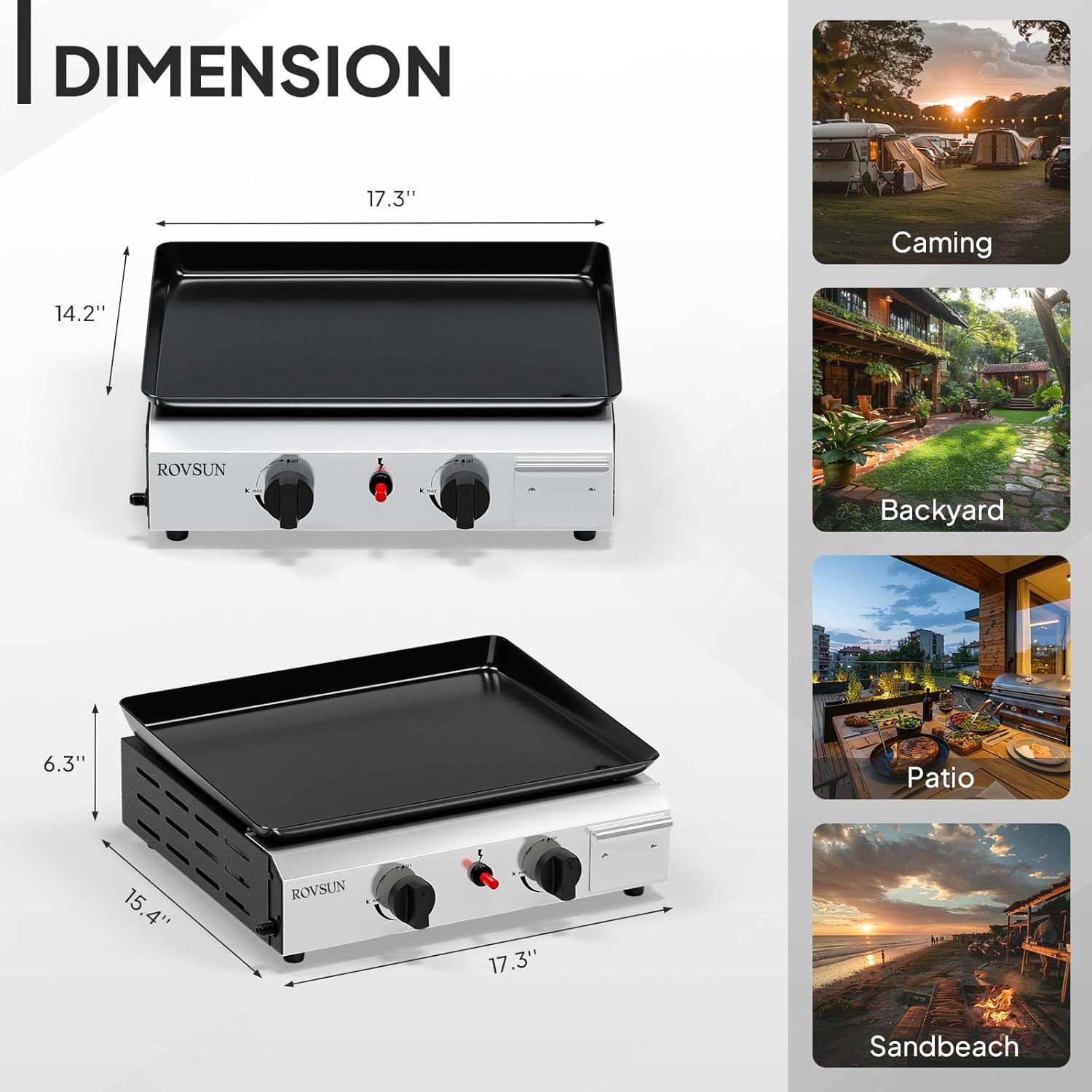 20000 BTU Portable Gas Griddle - Instant Electronic Ignition & Nonstick Enamel Surface! 2-Burner Tabletop Grill for Camping, Tailgating, Outdoor BBQs