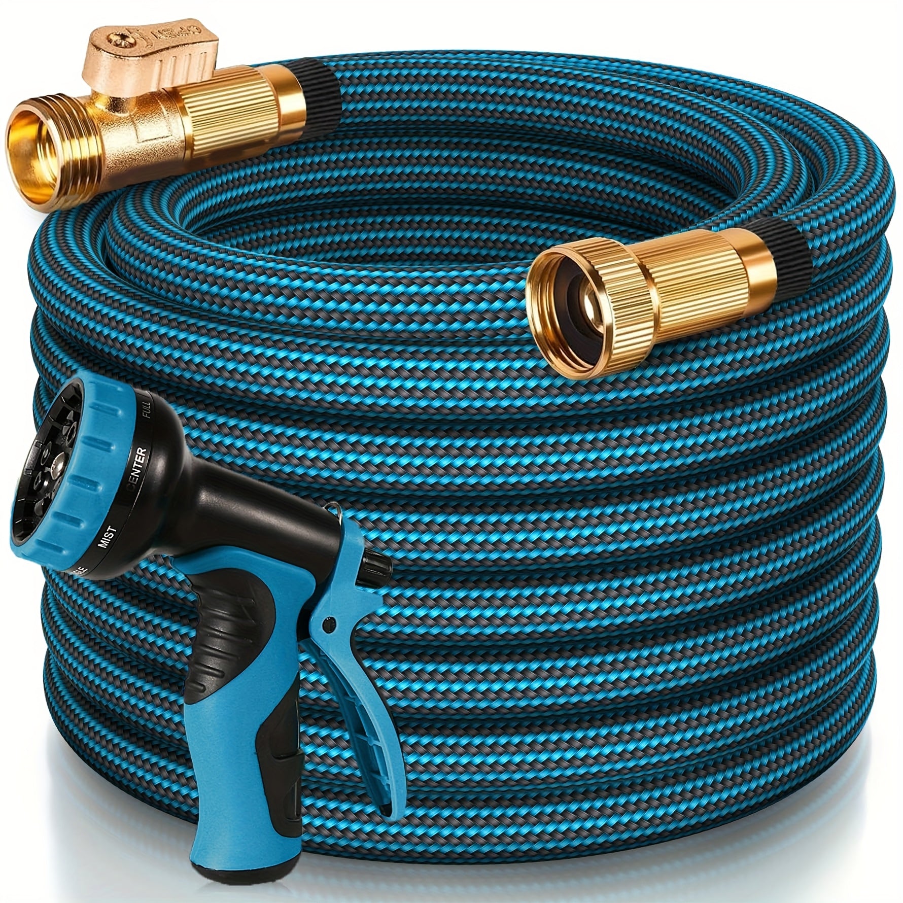 100ft Garden Hose With 10-Function High-Pressure Spray Nozzle, Lightweight, Non-Expandable Water Hose For Yard, Lawn, Car Wash & Outdoor Use, 25/50/75/100FT Choosable