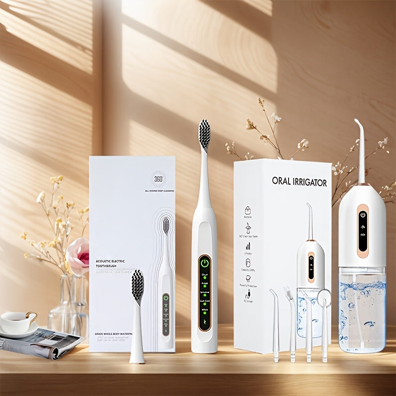 Smart electric toothbrush with 9 modes - effectively cleans teeth and gums, rechargeable USB-powered brush head included, suitable for adults, available in three color options, an excellent gift choice
