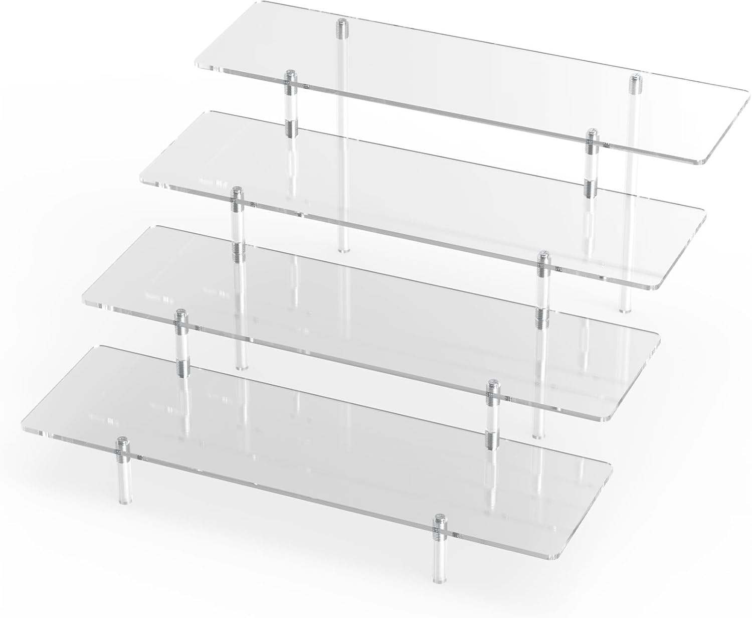 Acrylic Display Riser Stand Shelf Clear 4 Tier Cupcake Stand Perfume Display Holder Figures Desktop Decoration and Organizer Showcase Toys Retail Display Rack Candy Dessert Buffet 4 Steps Collection (2 PACKS)