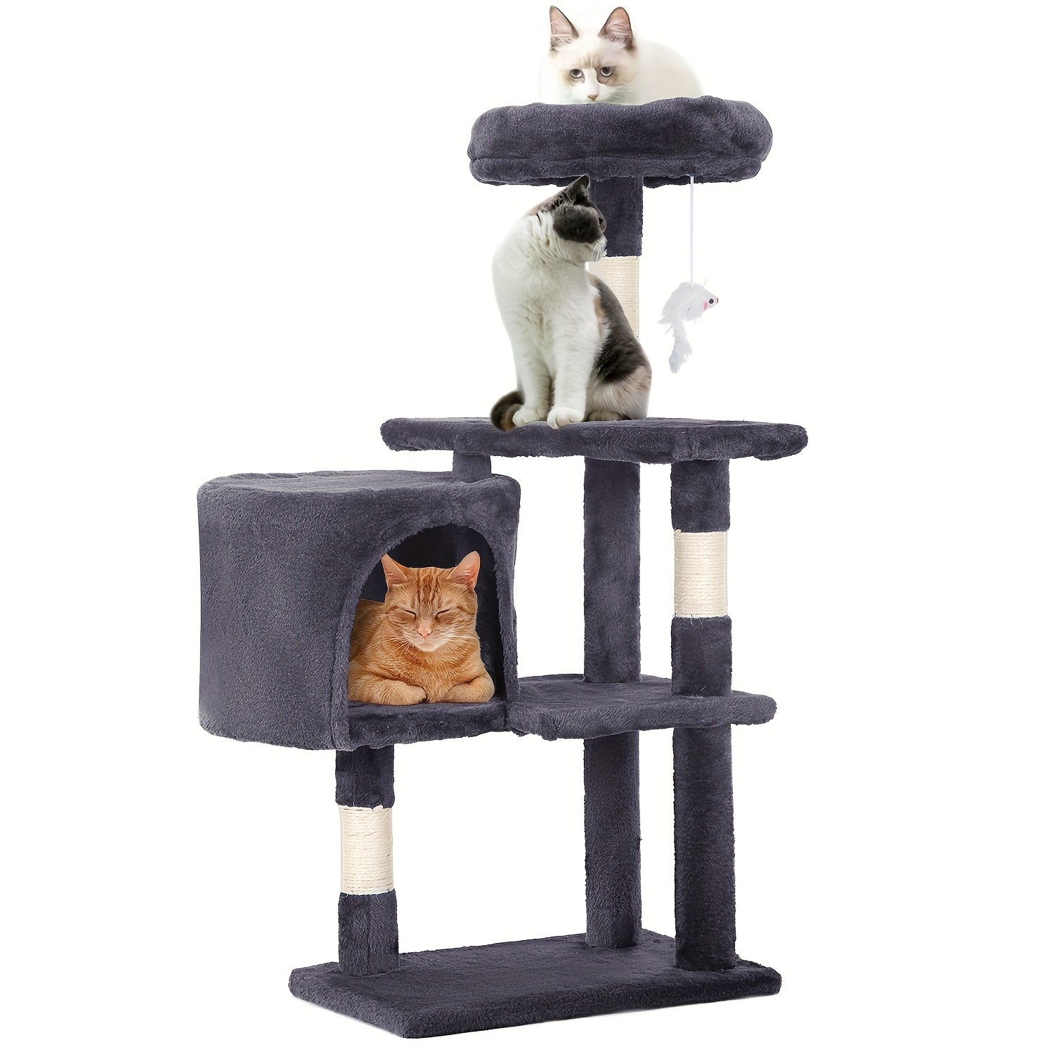 54/70" Multi-Level Cat Tree Tower with Scratching Posts & Cozy Condos, Space-Saving Indoor Cat Playhouse, Durable Plywood Construction, Fun Jumping Platforms, Multiple Colors Available for Cats
