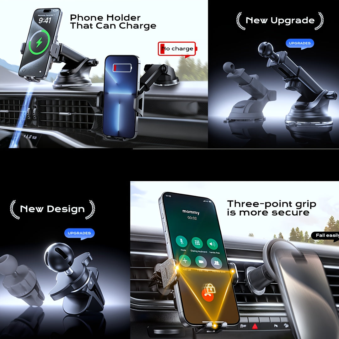 CHGeek Wireless Car Charger, 15W Fast Charging Auto Clamping Car Charger Phone Mount Phone Holder-Black