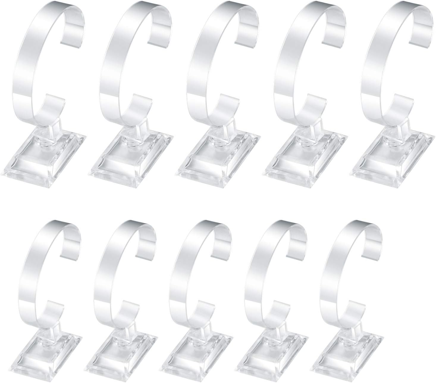 10 Pcs Watch Display Stand Holder, 4 inch/3.5 inch Clear Plastic Watch Display Stand Rack, Round Transparent Bracelet Stand Holder