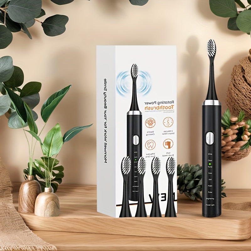 Smart electric toothbrush with 9 modes - effectively cleans teeth and gums, rechargeable USB-powered brush head included, suitable for adults, available in three color options, an excellent gift choice
