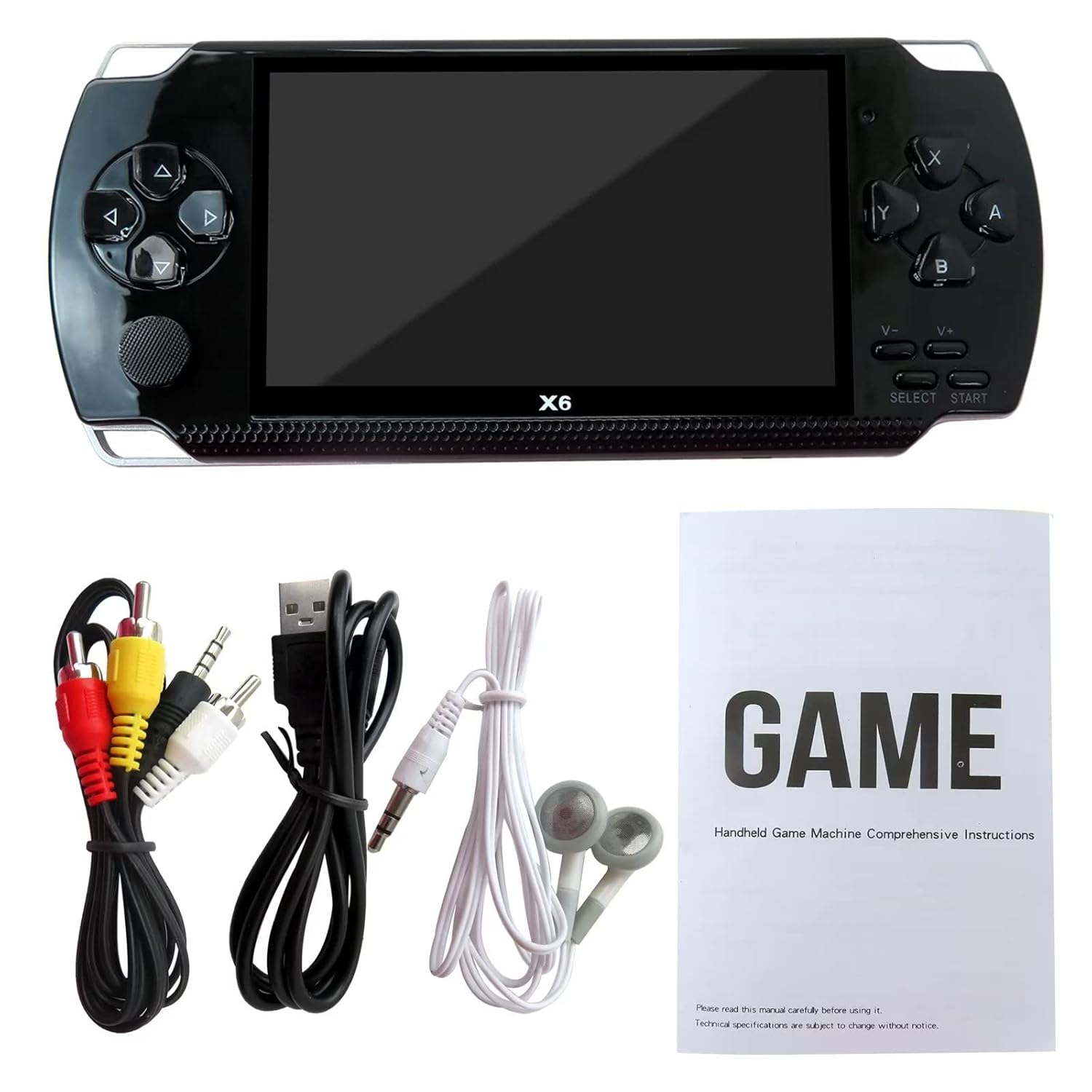 10000 Games Built-In 4.3" 8GB 128Bit Retro Portable Handheld Video Game Console Built in 10000 Games 8 Bit Game Player Handheld Game Console Dual Wireless Controller Gamepad HD&AV TV Output(Black)