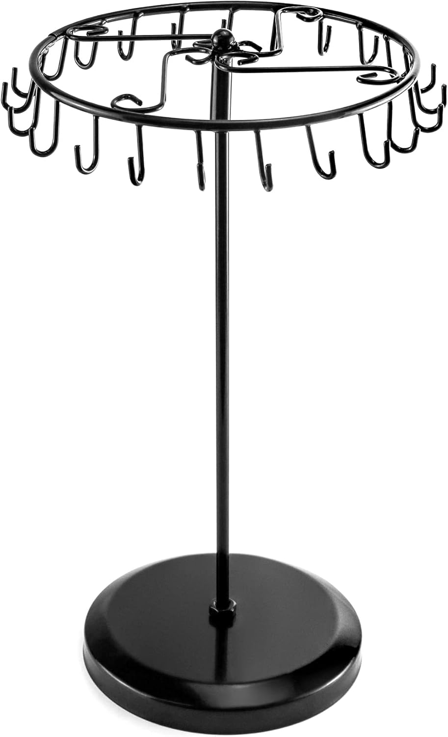 QWORK Spinning Jewelry Tree Display Stand, Jewelry Organizer with 23 Hooks, Black