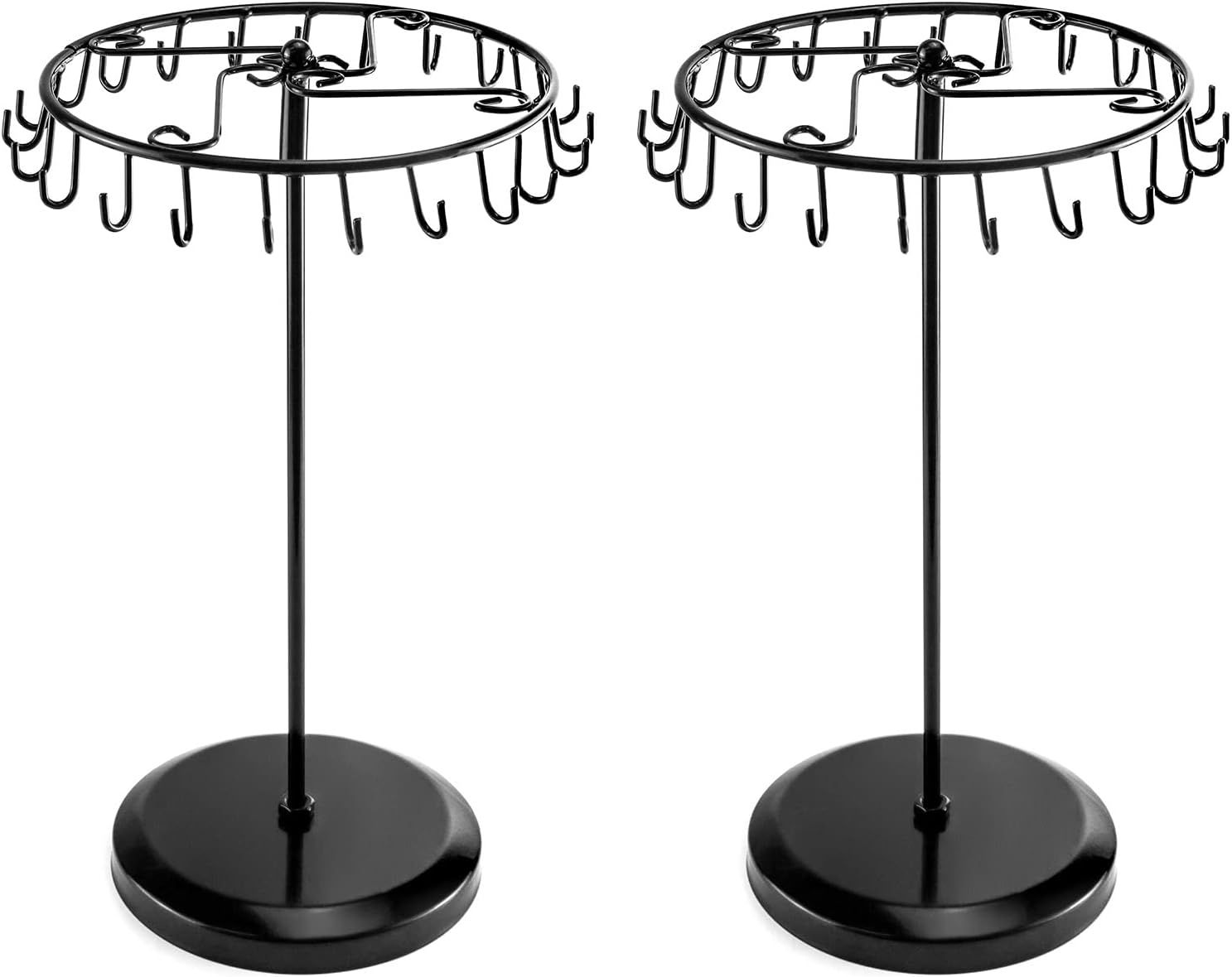 QWORK Spinning Jewelry Tree Display Stand, Jewelry Organizer with 23 Hooks, Black
