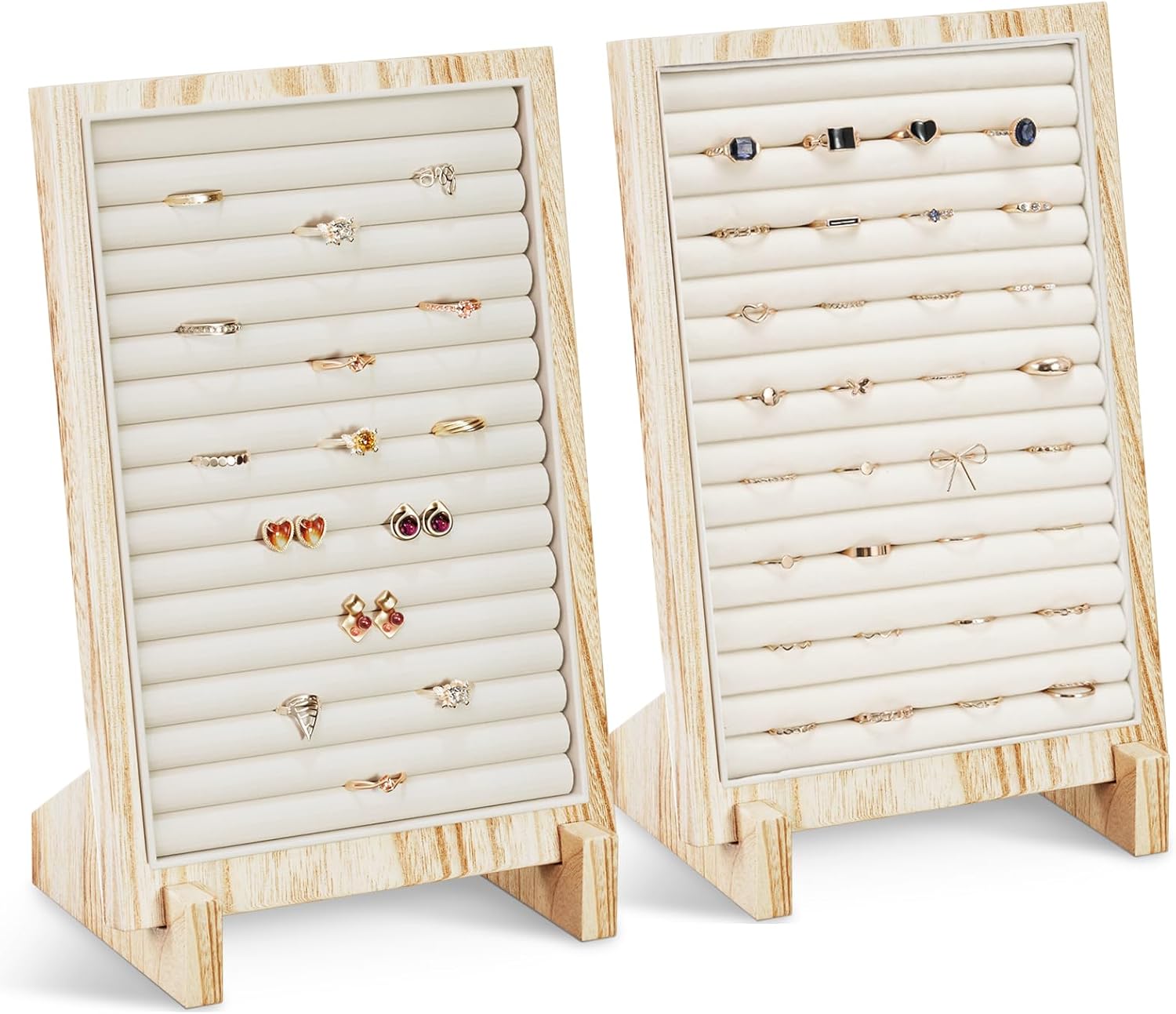 Lolalet Wooden Jewelry Display Series, Necklace Bracelets Earrings Rings Jewelries Stand Freestanding Natural Wood Holder Jewelry Rack for Selling Vendor Store -1 Pack, Necklace