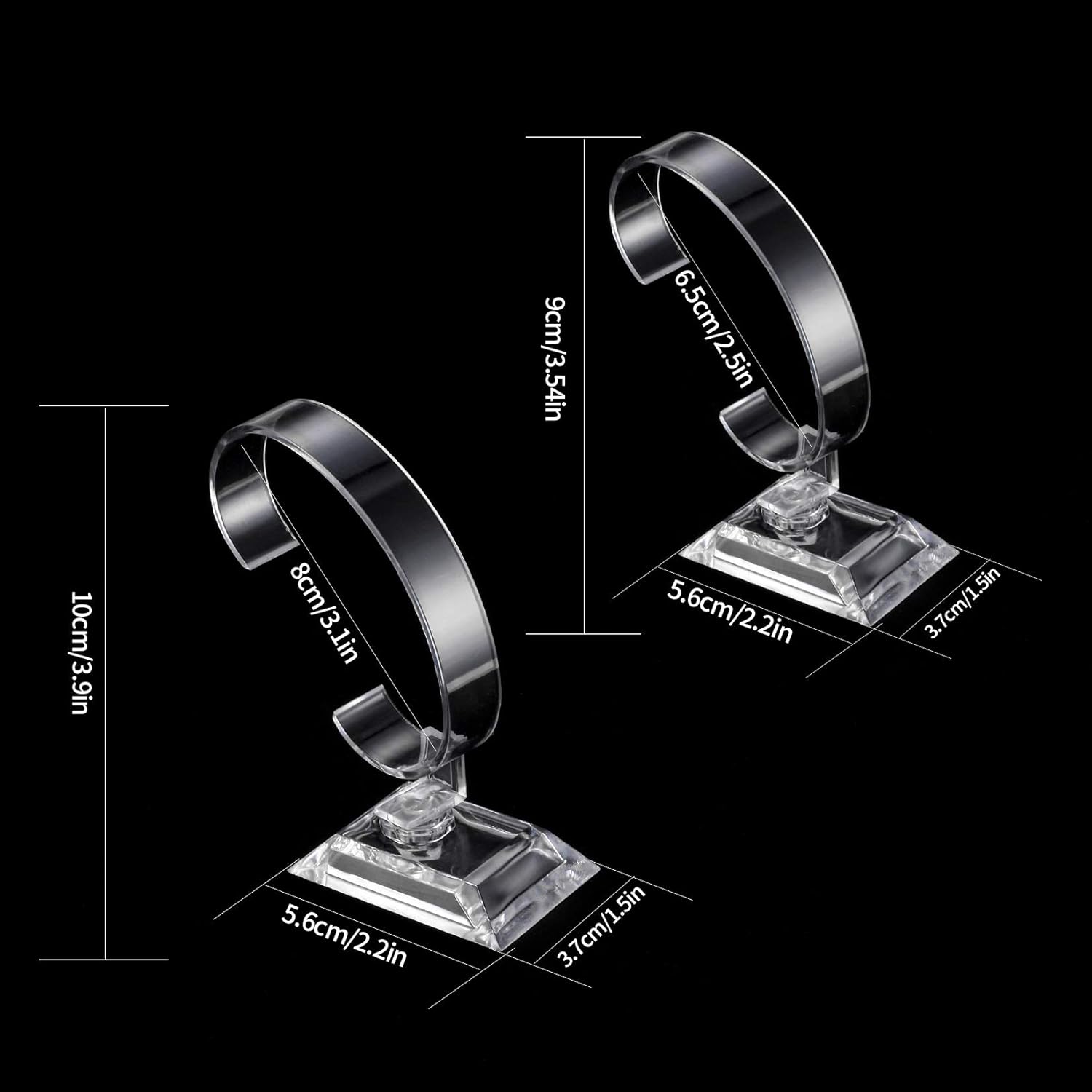 10 Pcs Watch Display Stand Holder, 4 inch/3.5 inch Clear Plastic Watch Display Stand Rack, Round Transparent Bracelet Stand Holder
