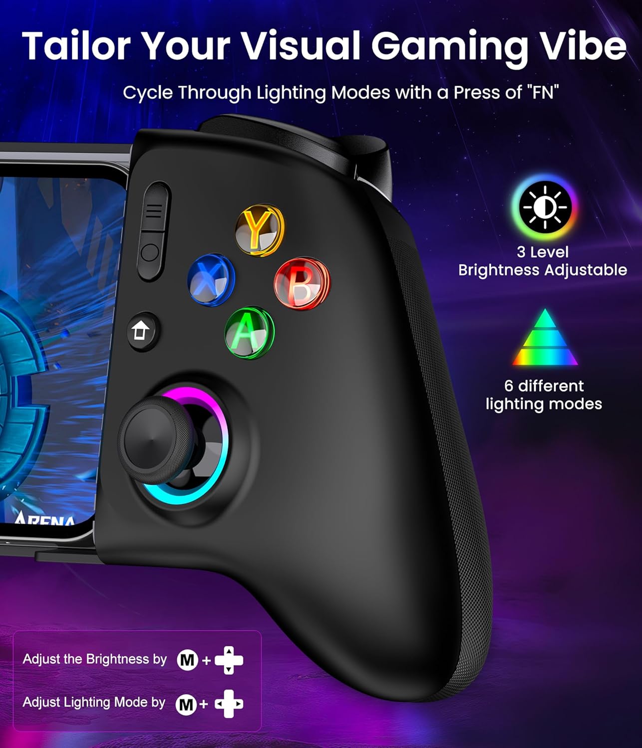 【Anti-Drift & Fast-Connect】Wireless Gaming Controller for iPhone/Android, Hall Joystick&Trigger Bluetooth Phone Controller, Handheld Game Console Quality - For Cloud Gaming,Genshin Impact,Roblox,Call of Duty