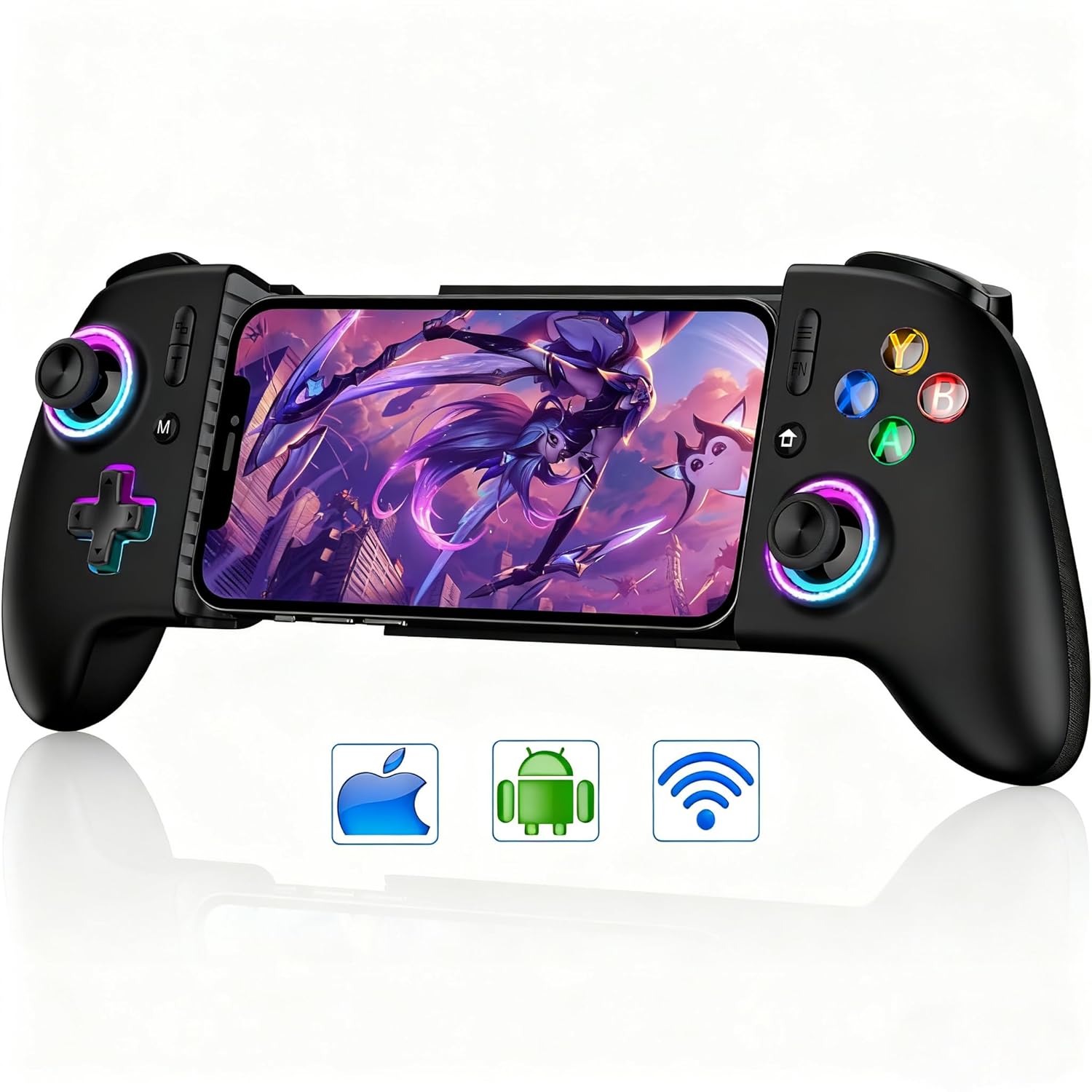 【Anti-Drift & Fast-Connect】Wireless Gaming Controller for iPhone/Android, Hall Joystick&Trigger Bluetooth Phone Controller, Handheld Game Console Quality - For Cloud Gaming,Genshin Impact,Roblox,Call of Duty
