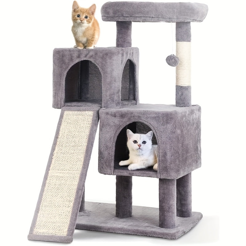 54/70" Multi-Level Cat Tree Tower with Scratching Posts & Cozy Condos, Space-Saving Indoor Cat Playhouse, Durable Plywood Construction, Fun Jumping Platforms, Multiple Colors Available for Cats